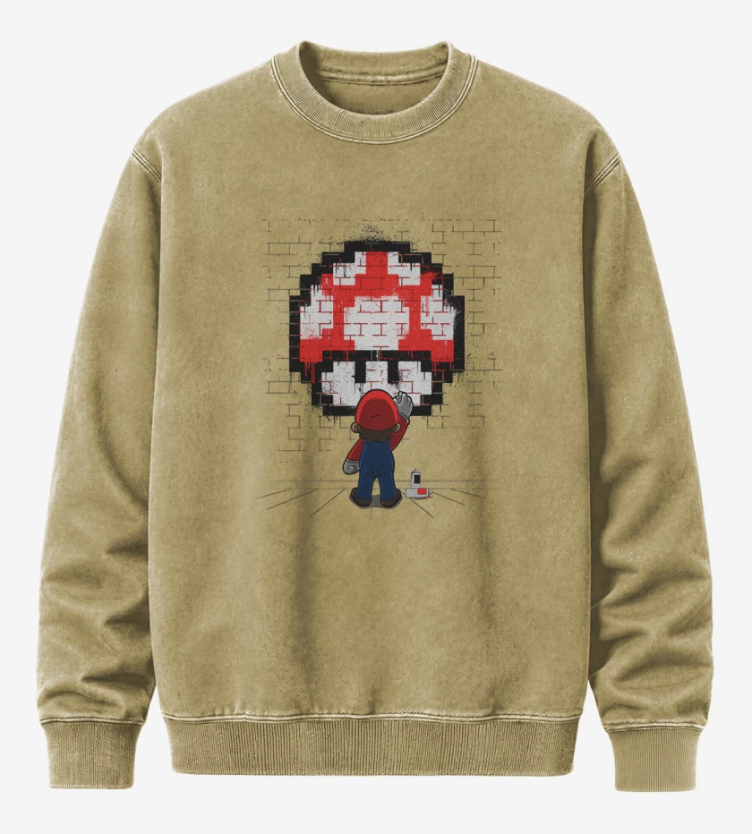 Poleron Polo Acid Wash Beige de Bigote Grafiti