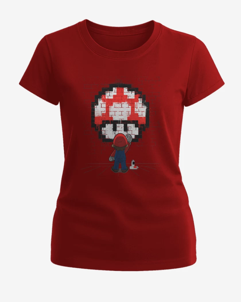 Polera de Mujer Rojo de Bigote Grafiti