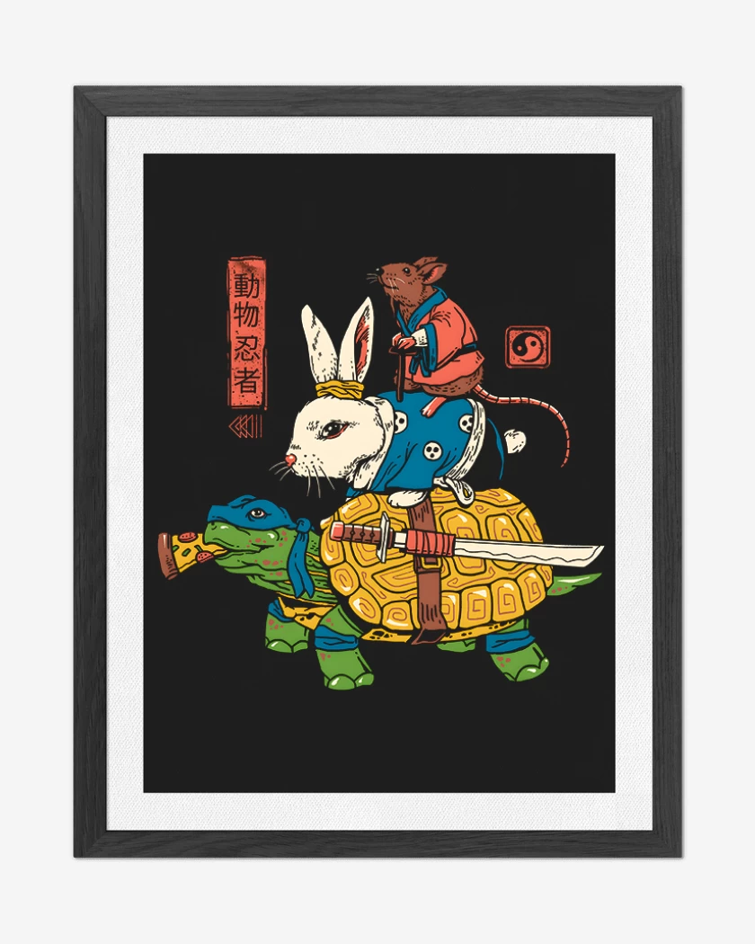 Cuadro decorativo Negro de Ratto Kame y usagi Ninjas