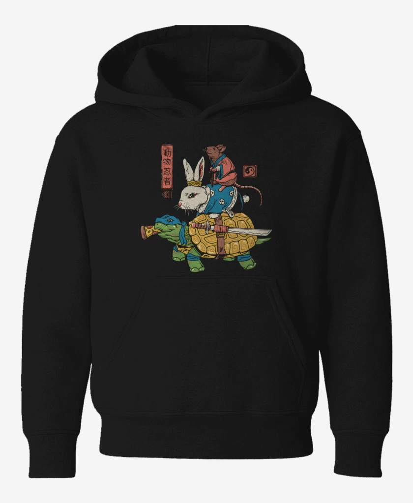 Poleron de niño Negro de Ratto Kame y usagi Ninjas