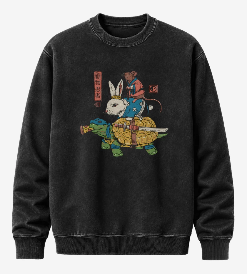 Poleron Polo Acid Wash Ratto Kame y usagi Ninjas