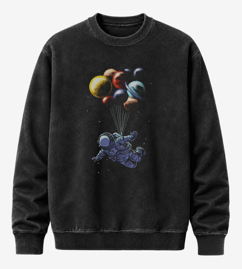 Poleron Polo Acid Wash Negro de Astronautita