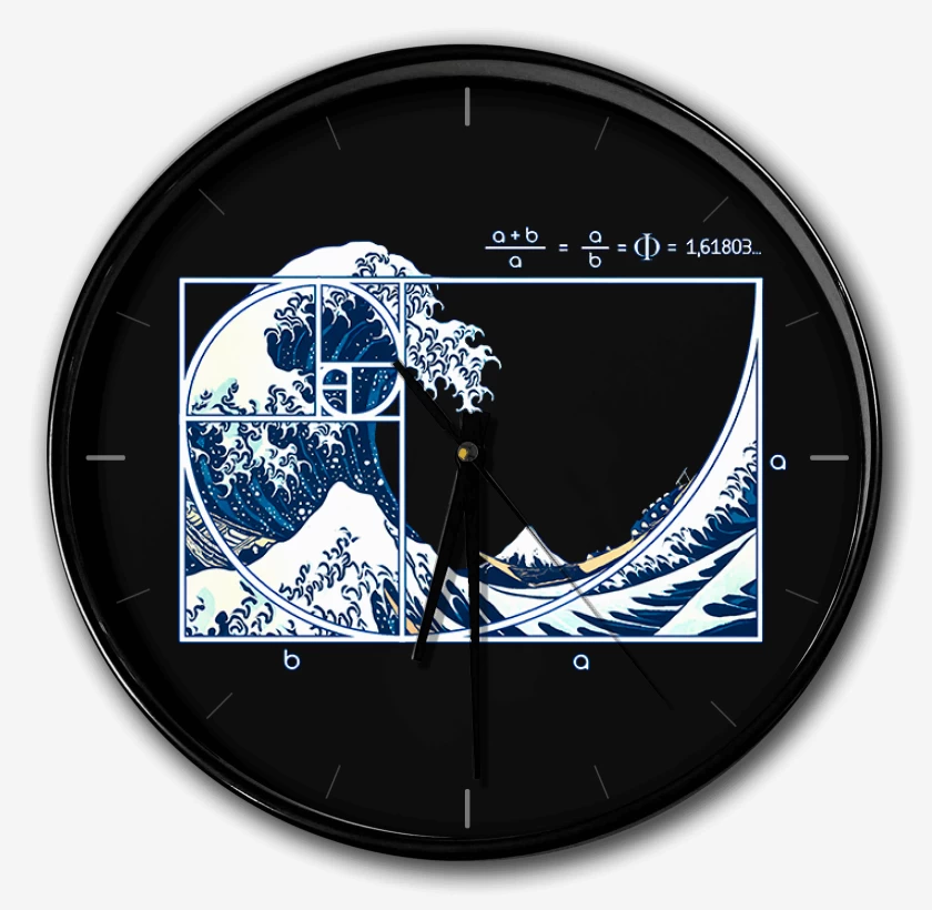 Reloj Negro de La gran ola fibonacci