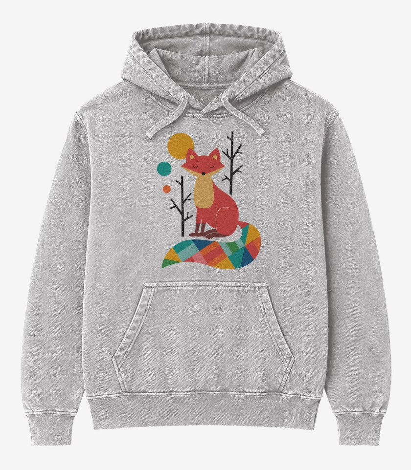 Poleron Canguro Acid Wash Gris Melange de Zorro colores