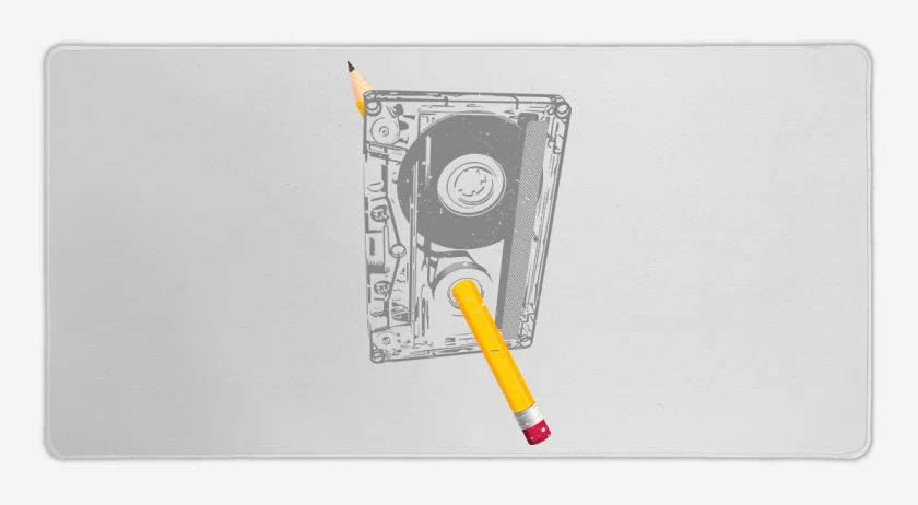 Mouse pad Gamer Blanco de Cassette Lapiz