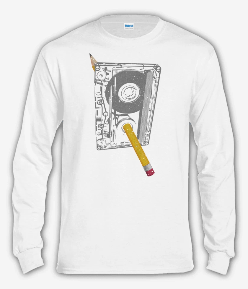 Polera manga larga Blanco de Cassette Lapiz
