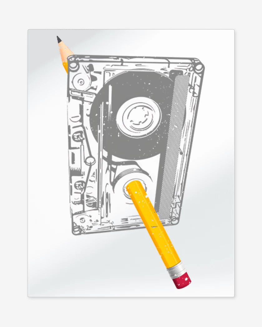 Print metalico Blanco de Cassette Lapiz