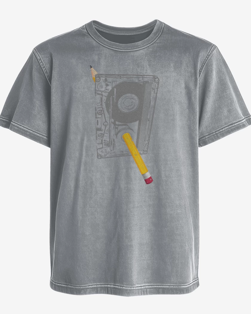 Polera desgastada Gris Melange de Cassette Lapiz