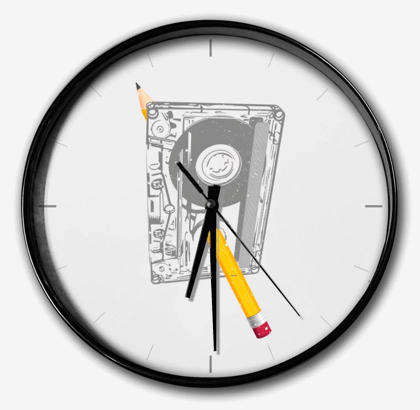 Reloj Blanco de Cassette Lapiz