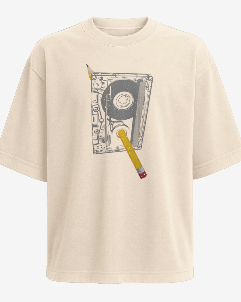 Polera Oversize Beige de Cassette Lapiz