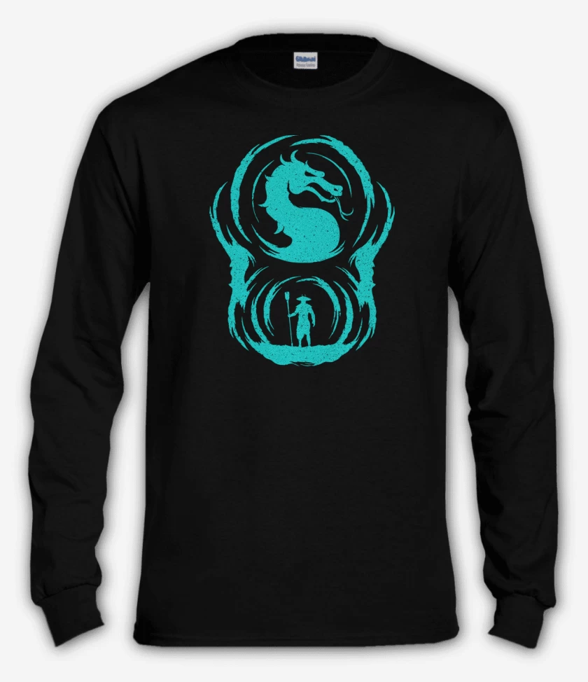 Polera manga larga Negro de Mortal Kombat- Raiden