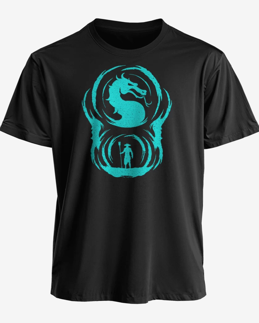 Polera premium Negro de Mortal Kombat- Raiden