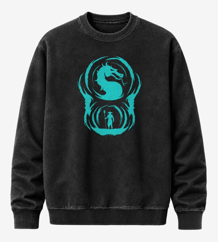 Poleron Polo Acid Wash Negro de Mortal Kombat- Raiden