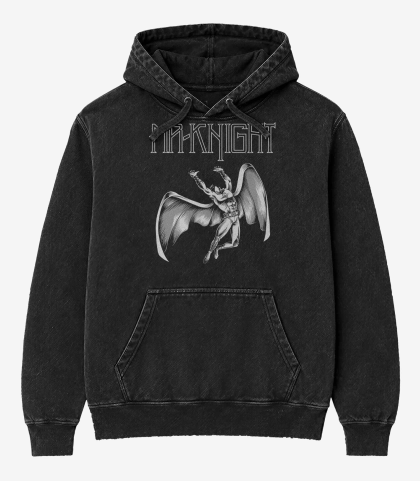 Poleron Canguro Acid Wash Negro de Led Knight