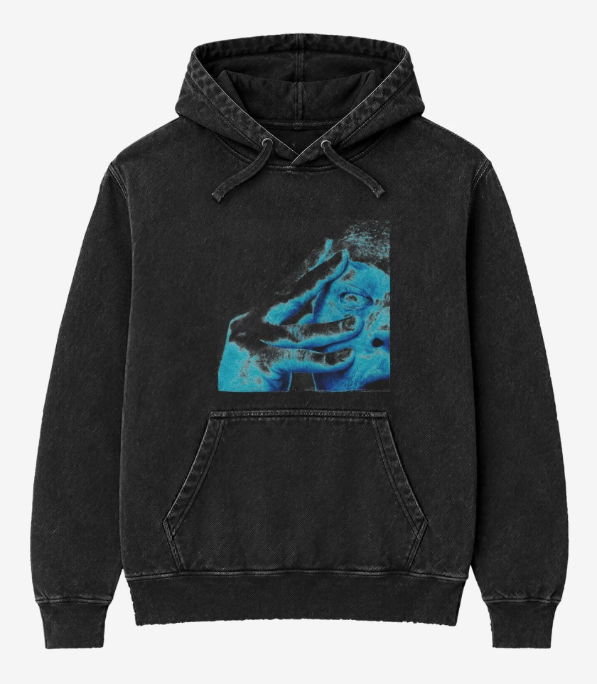 Poleron Canguro Acid Wash Negro de PT - IA (OR) (Solo Blanco)