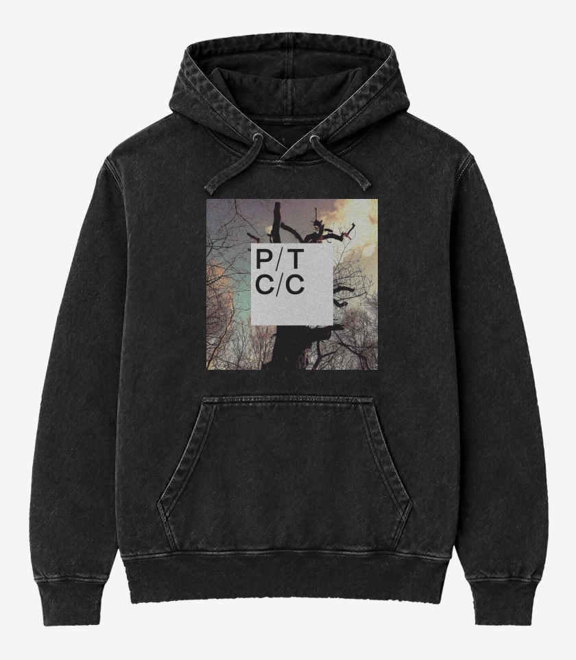 Poleron Canguro Acid Wash Negro de PT - CC 