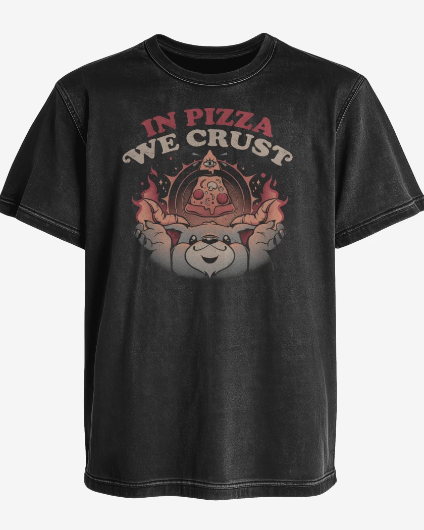 Polera desgastada Negro de In Pizza We Crust