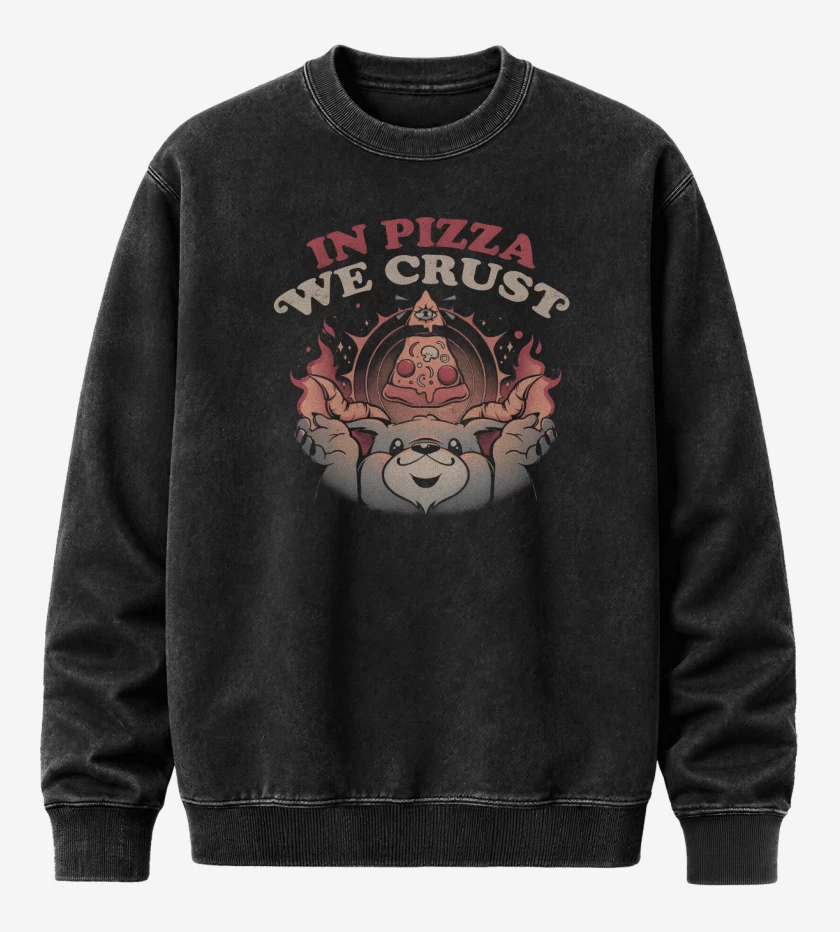 Poleron Polo Acid Wash Negro de In Pizza We Crust