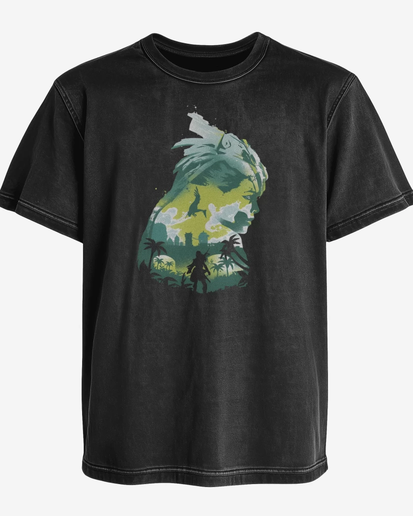 Polera desgastada Negro de Forbidden West