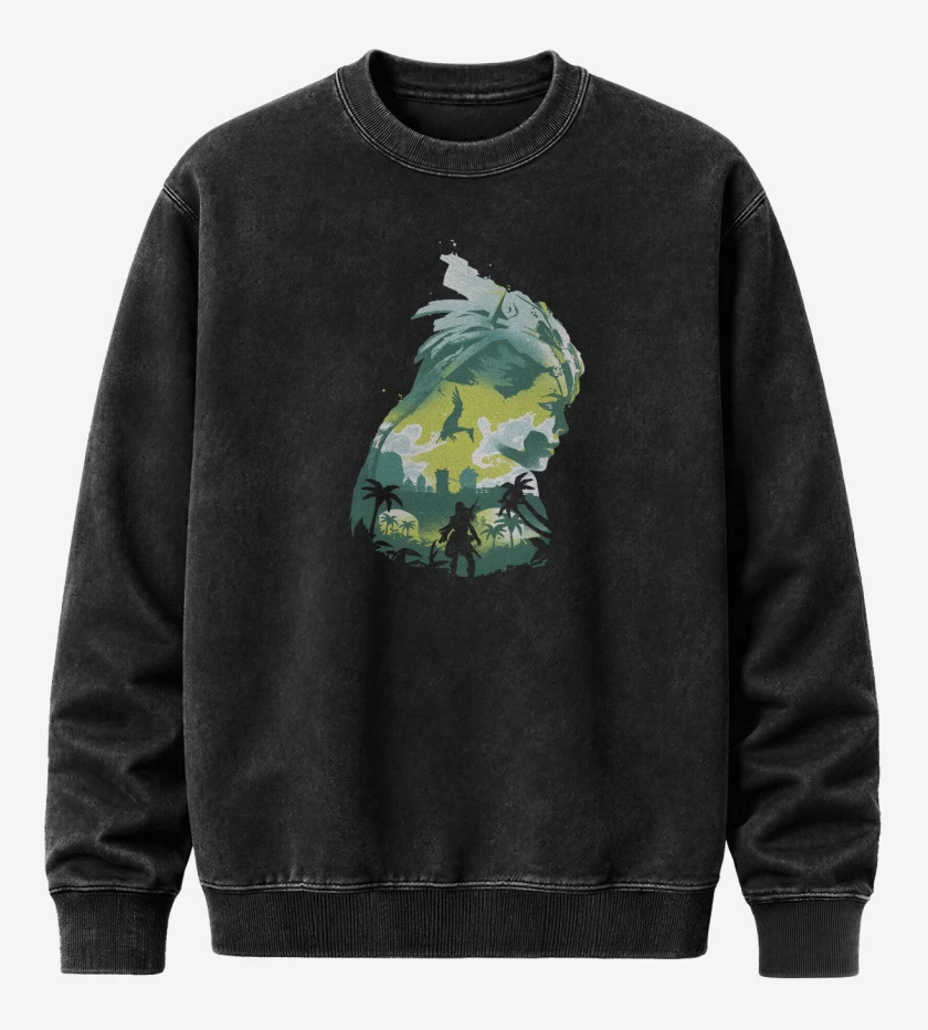 Poleron Polo Acid Wash Negro de Forbidden West