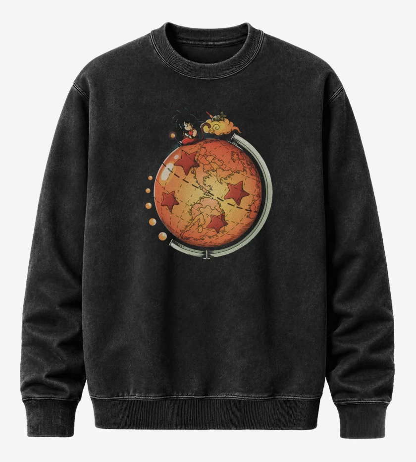 Poleron Polo Acid Wash Negro de Dragon World