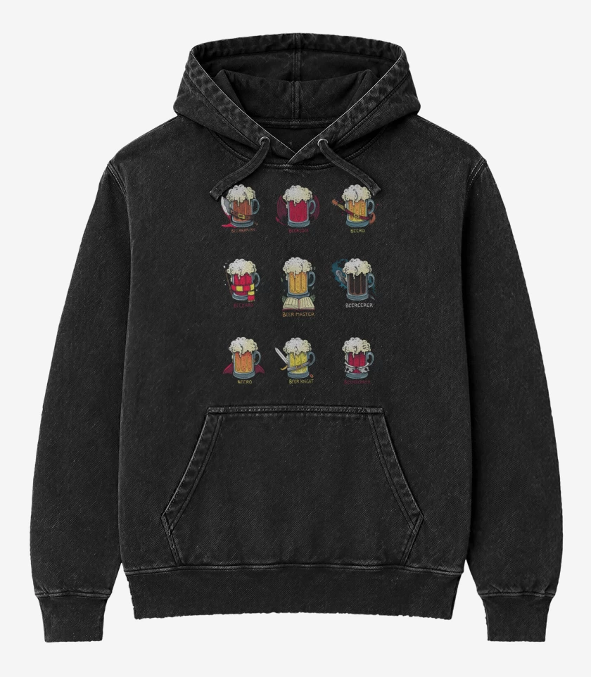 Poleron Canguro Acid Wash Negro de Beer Role Play