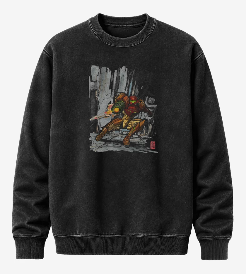 Poleron Polo Acid Wash Negro de Samus Sumi e