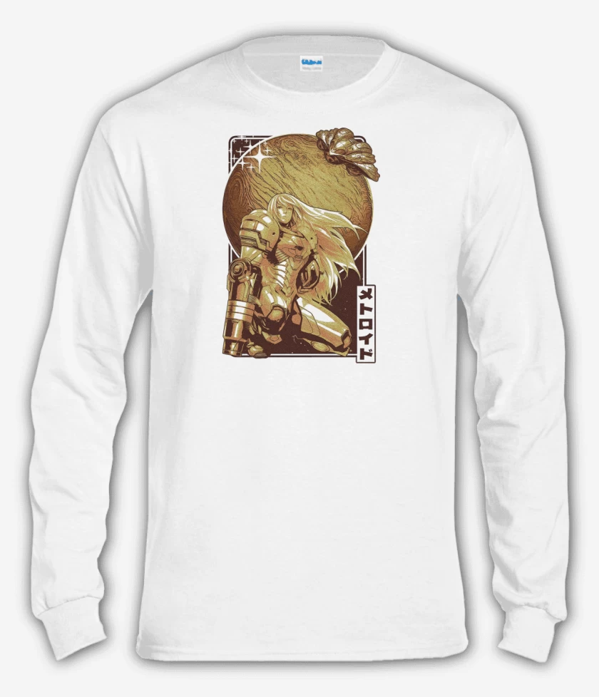 Polera manga larga Blanco de Samus Aran
