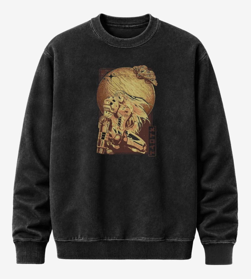 Poleron Polo Acid Wash Negro de Samus Aran