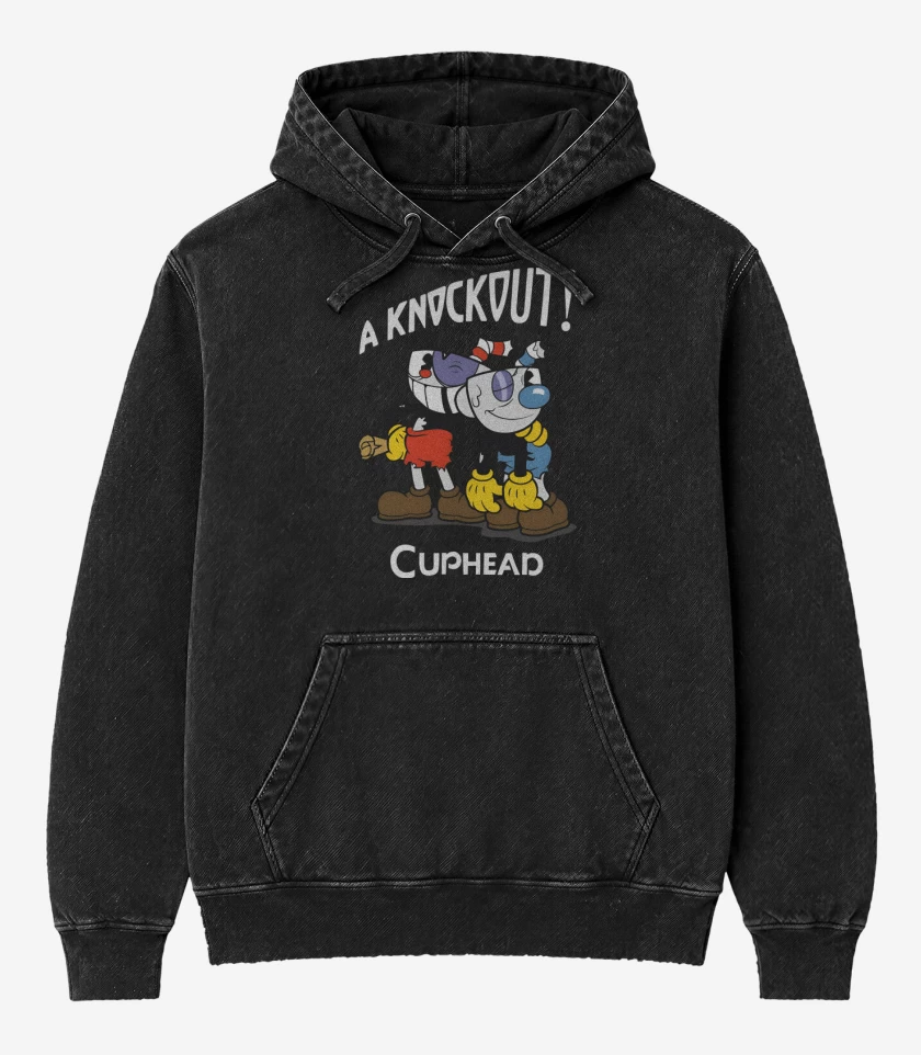 Poleron Canguro Acid Wash Negro de A Knockout!