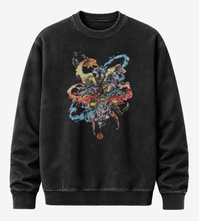 Poleron Polo Acid Wash Negro de Aang Samurai