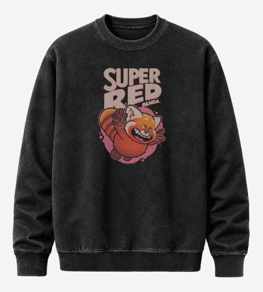 Poleron Polo Acid Wash Negro de Super Red Panda