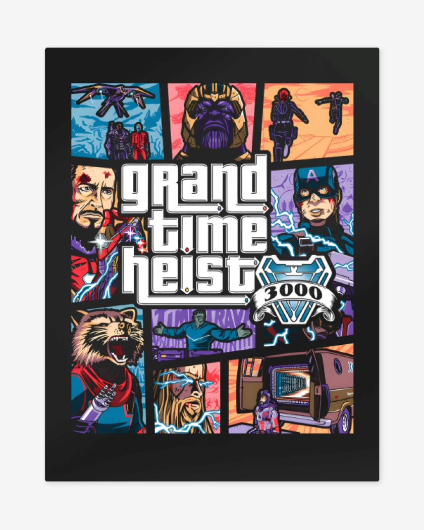 Print metalico Negro de Grand Time Heist 3000