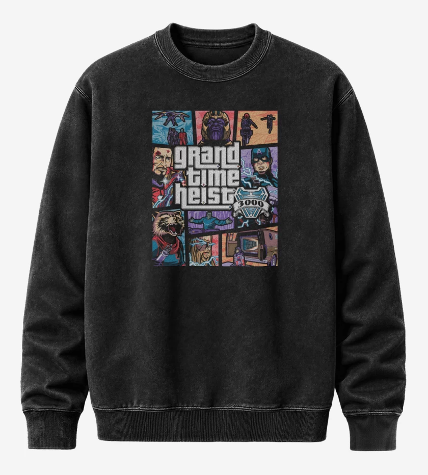 Poleron Polo Acid Wash Negro de Grand Time Heist 3000