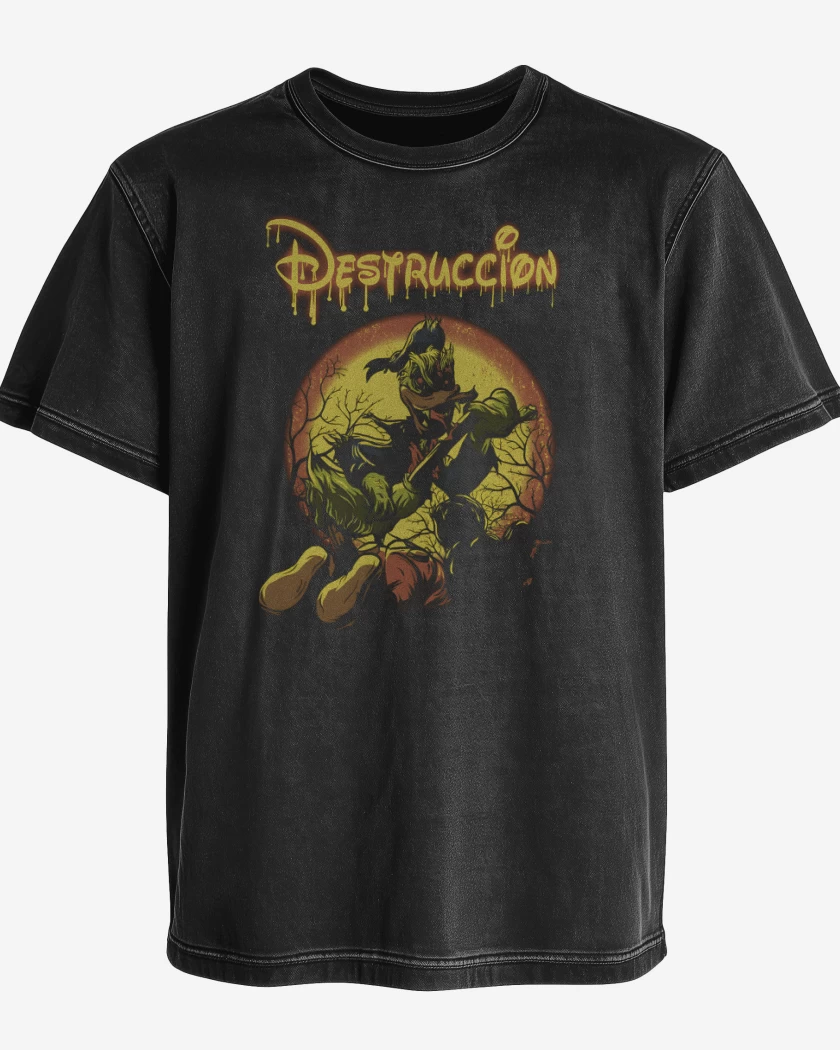 Polera desgastada Negro de Destruction