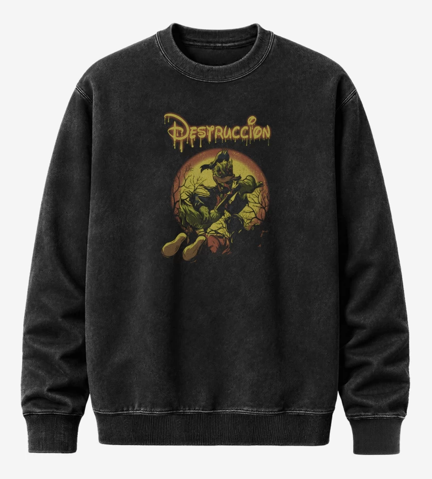 Poleron Polo Acid Wash Negro de Destruction