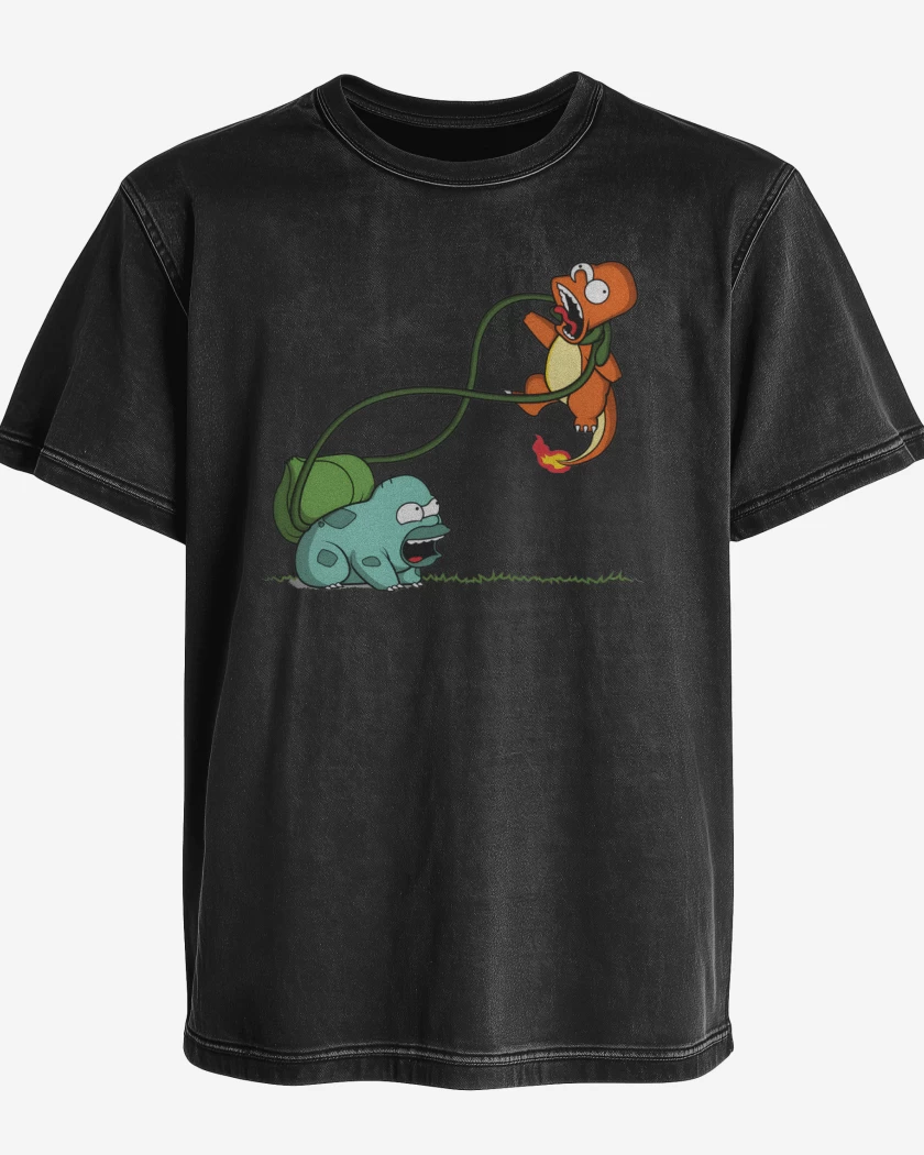 Polera desgastada Negro de Homersaur vs Bartmander 