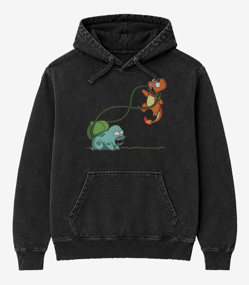 Poleron Canguro Acid Wash Negro de Homersaur vs Bartmander 
