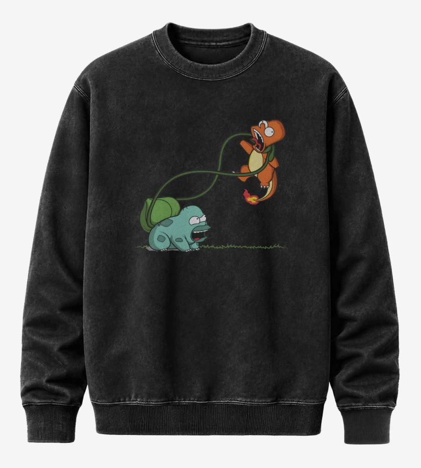 Poleron Polo Acid Wash Negro de Homersaur vs Bartmander 