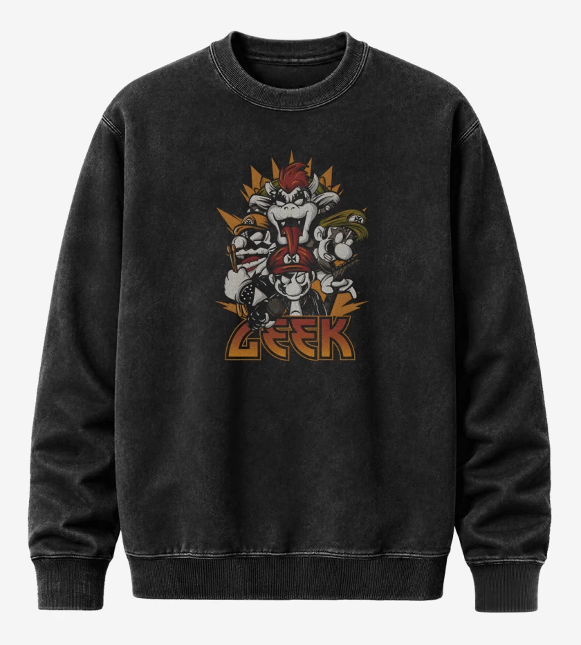Poleron Polo Acid Wash Negro de Geek