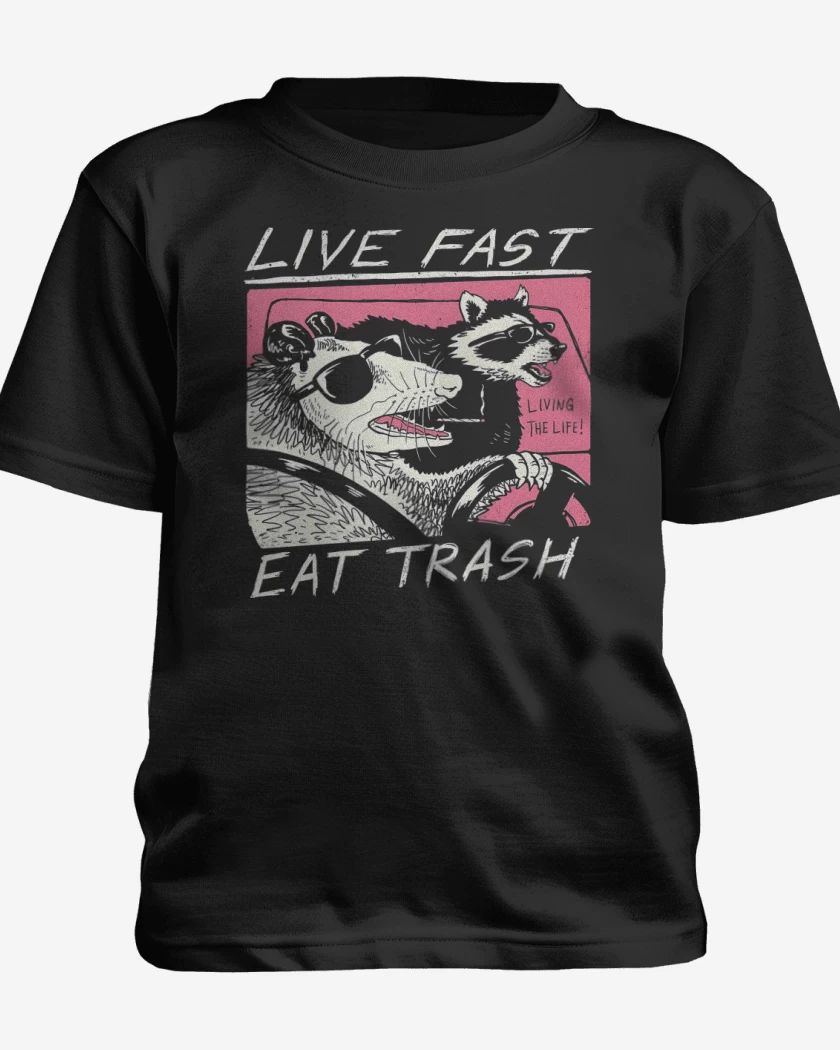 Polera de niño Negro de Live Fast Eat Trash