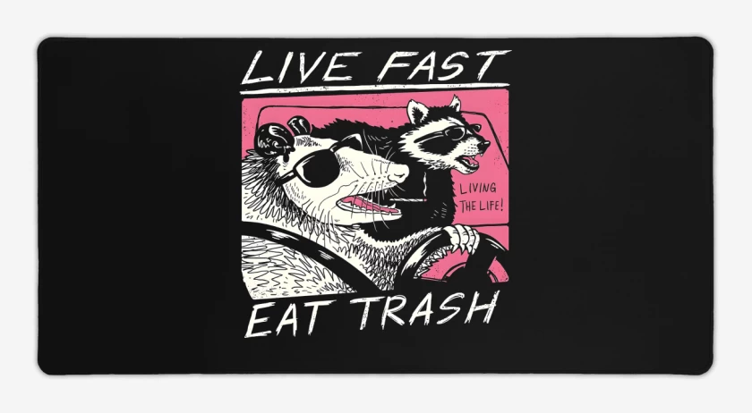 Mouse pad Gamer Negro de Live Fast Eat Trash