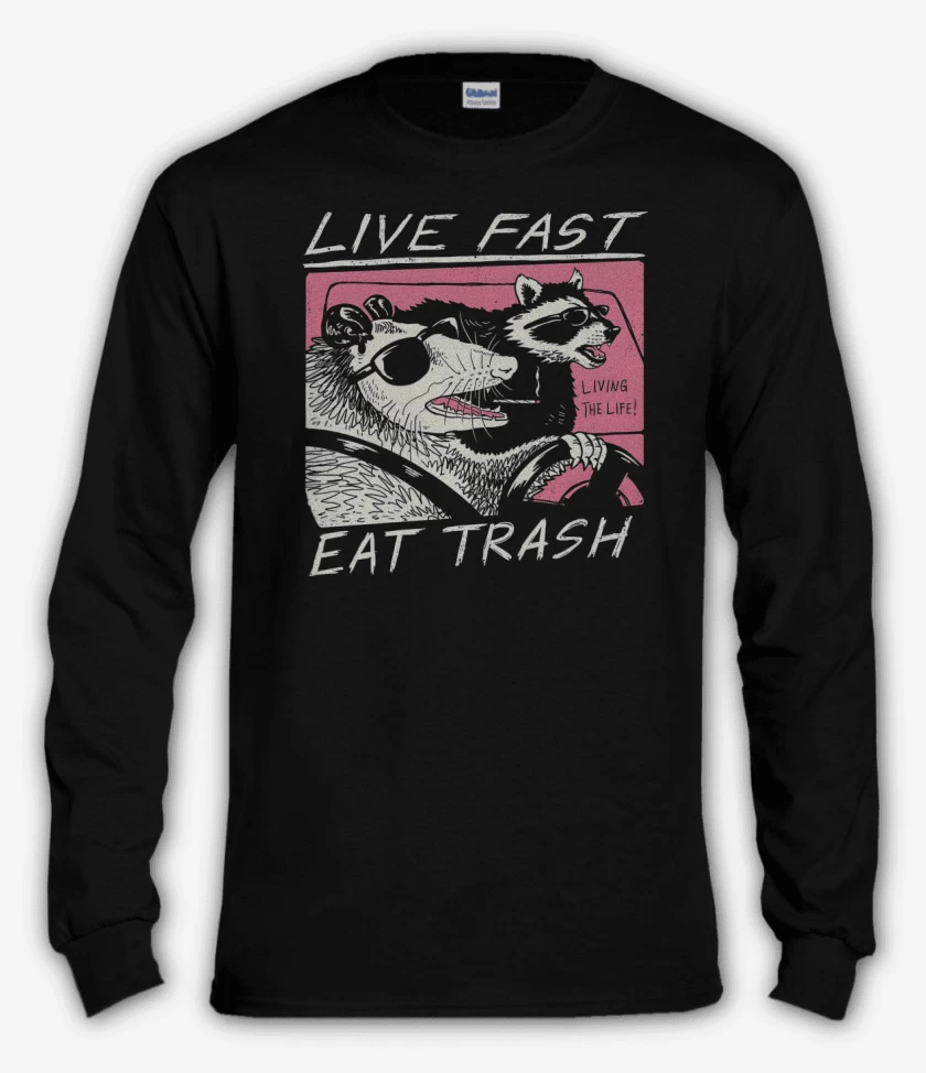 Polera manga larga Live Fast Eat Trash