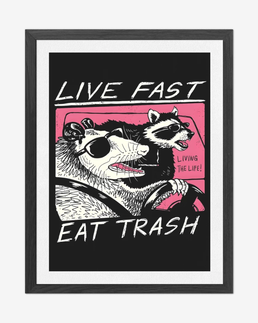Cuadro decorativo Negro de Live Fast Eat Trash
