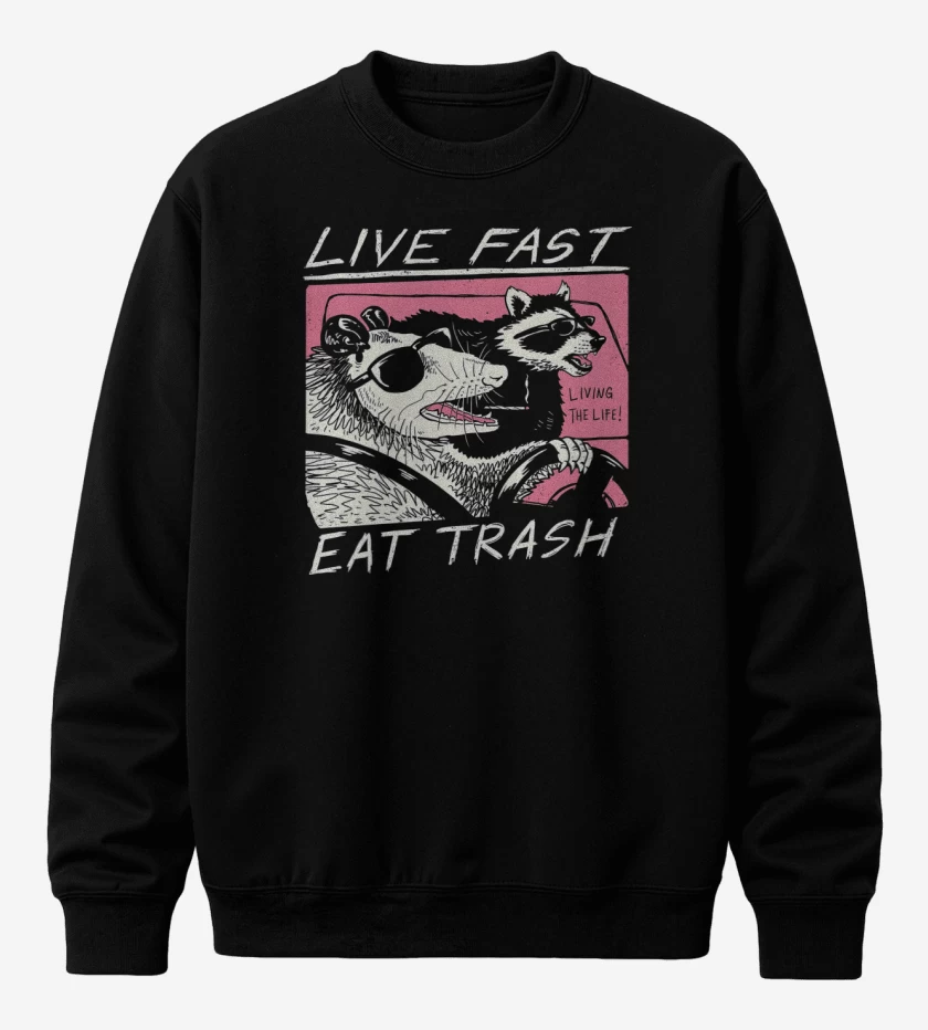 Poleron polo Live Fast Eat Trash