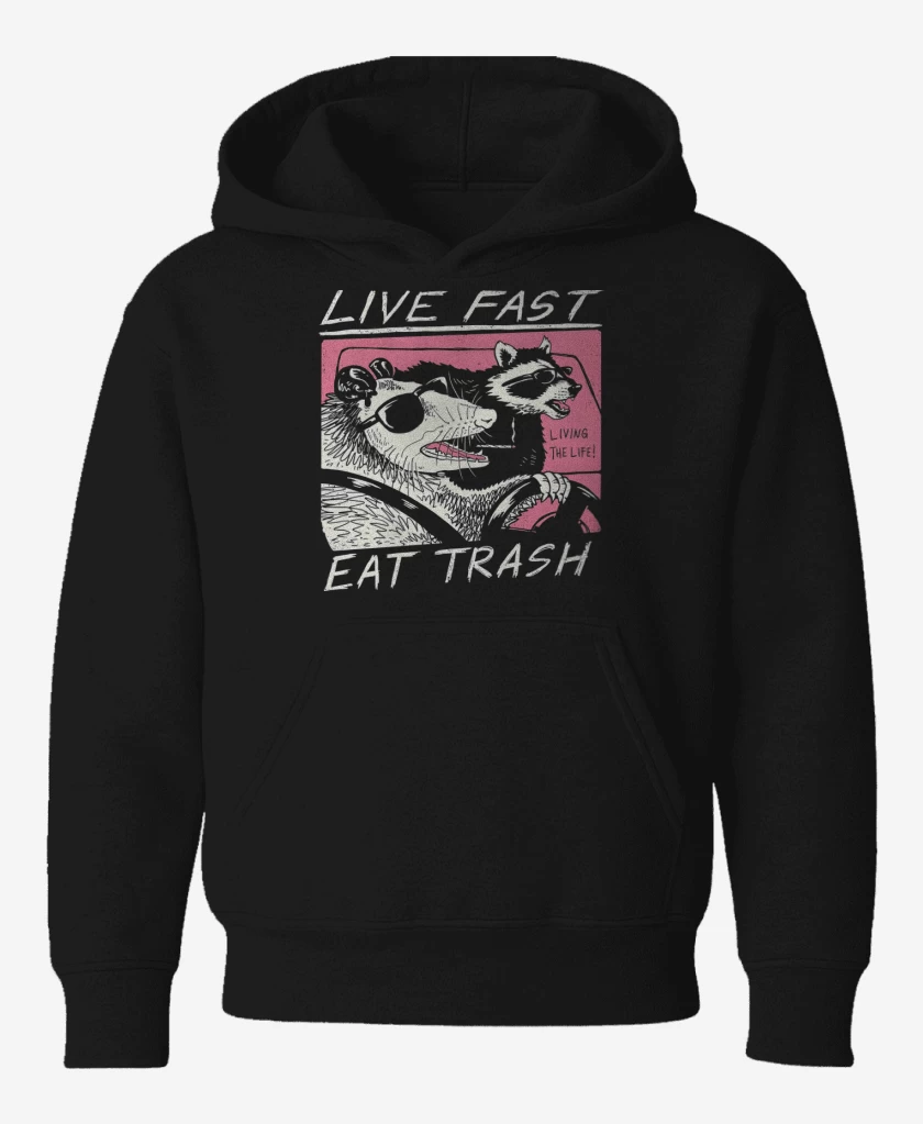 Poleron de niño Negro de Live Fast Eat Trash
