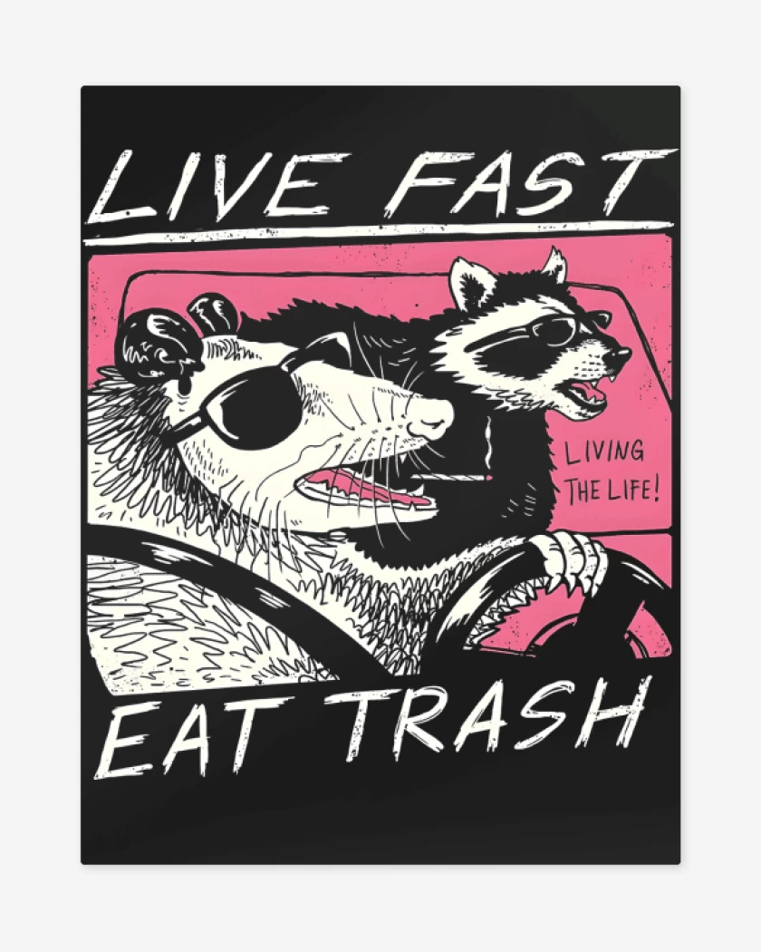Print metalico Negro de Live Fast Eat Trash