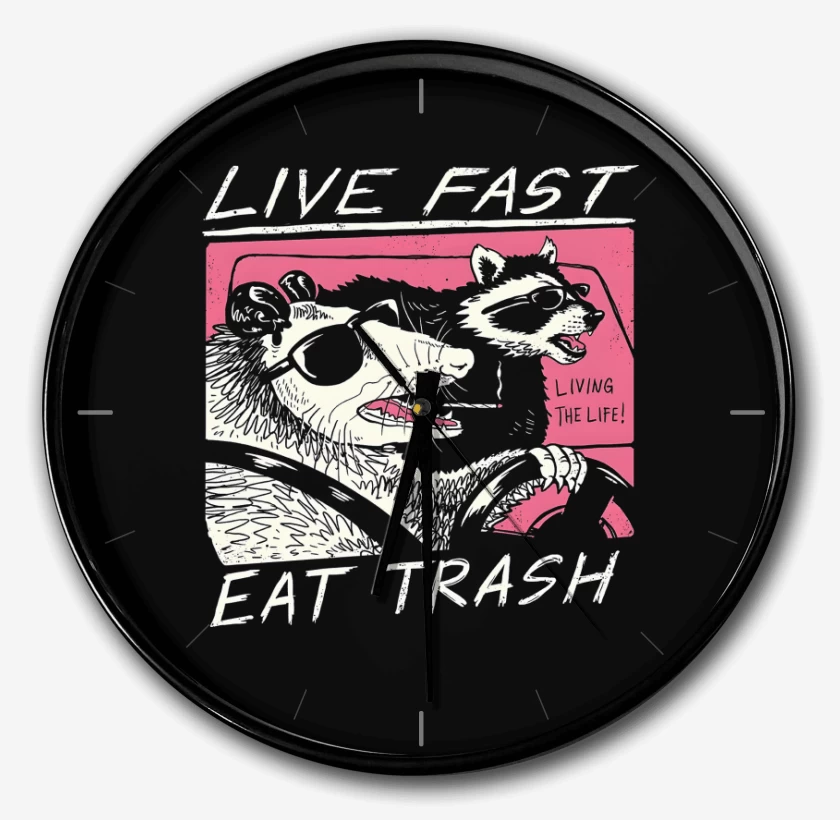 Reloj Negro de Live Fast Eat Trash