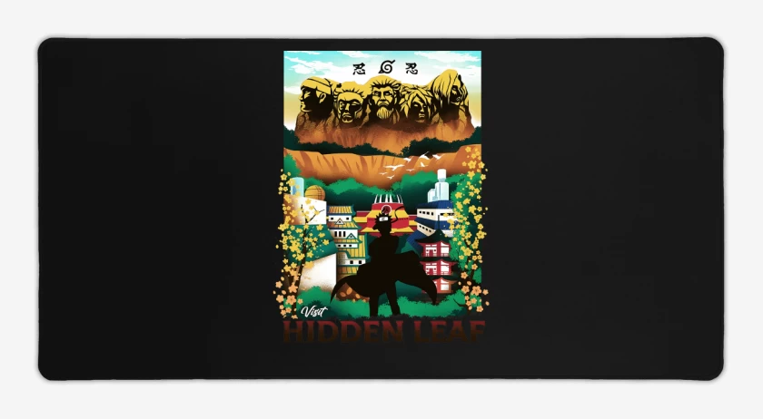 Mouse pad Gamer Negro de Aldea Oculta de la Hoja