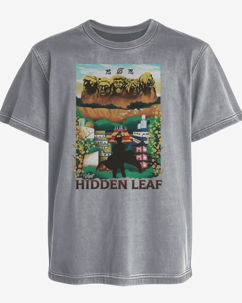Polera desgastada Gris Melange de Aldea Oculta de la Hoja